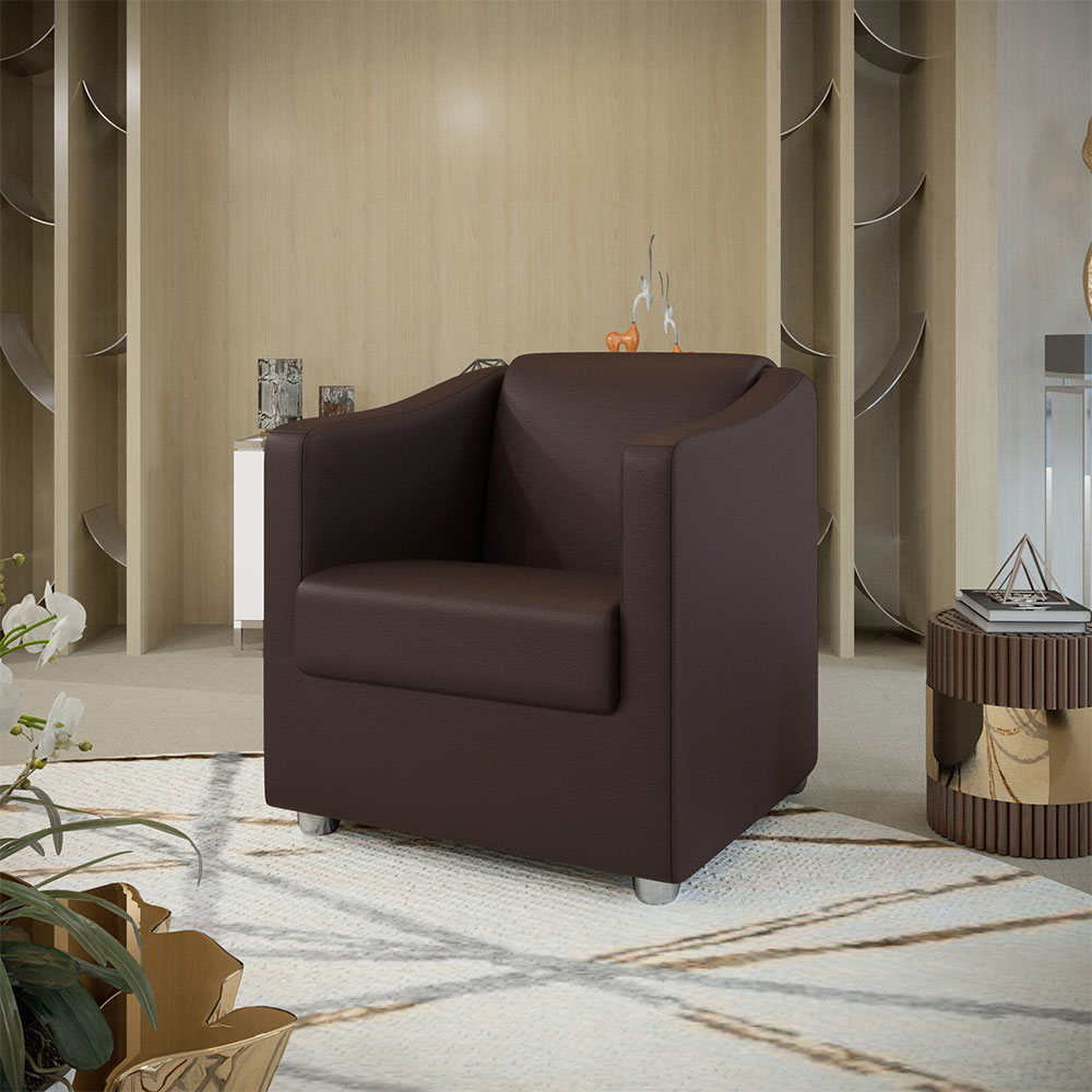 Kit 2 Poltronas Decorativa Ana Corano Marrom Pés Cromado - Pallazio