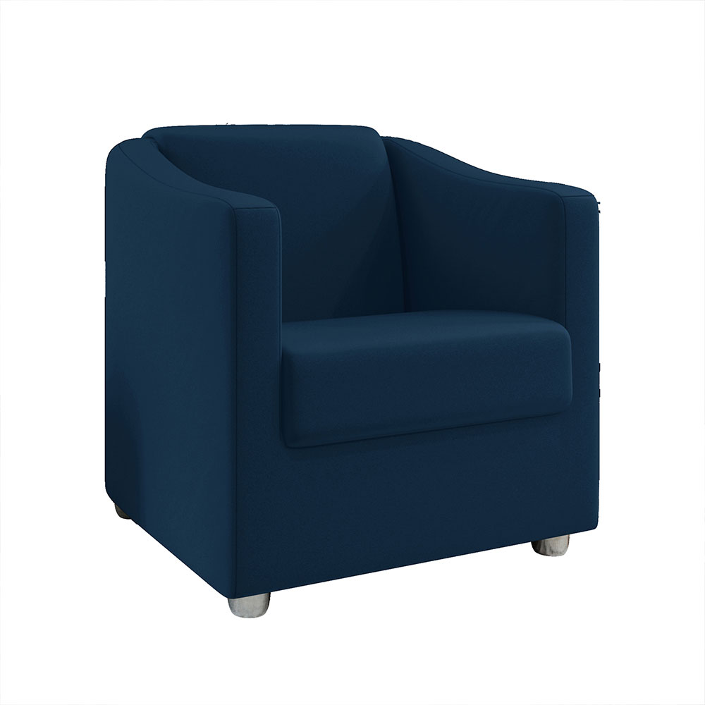 Kit 2 Poltronas Decorativa Ana Suede Azul Marinho Pés Cromado - Pallazio