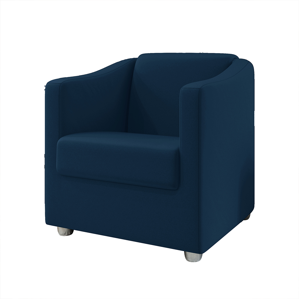 Kit 2 Poltronas Decorativa Ana Suede Azul Marinho Pés Cromado - Pallazio