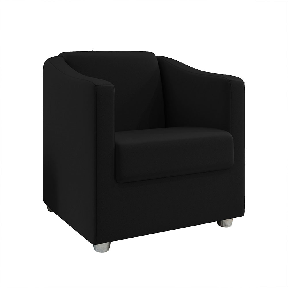 Kit 2 Poltronas Decorativa Ana Suede Preto Pés Cromado - Pallazio