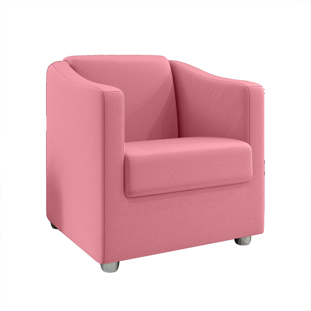 Kit 2 Poltronas Decorativa Ana Suede Rosa Pés Cromado - Pallazio