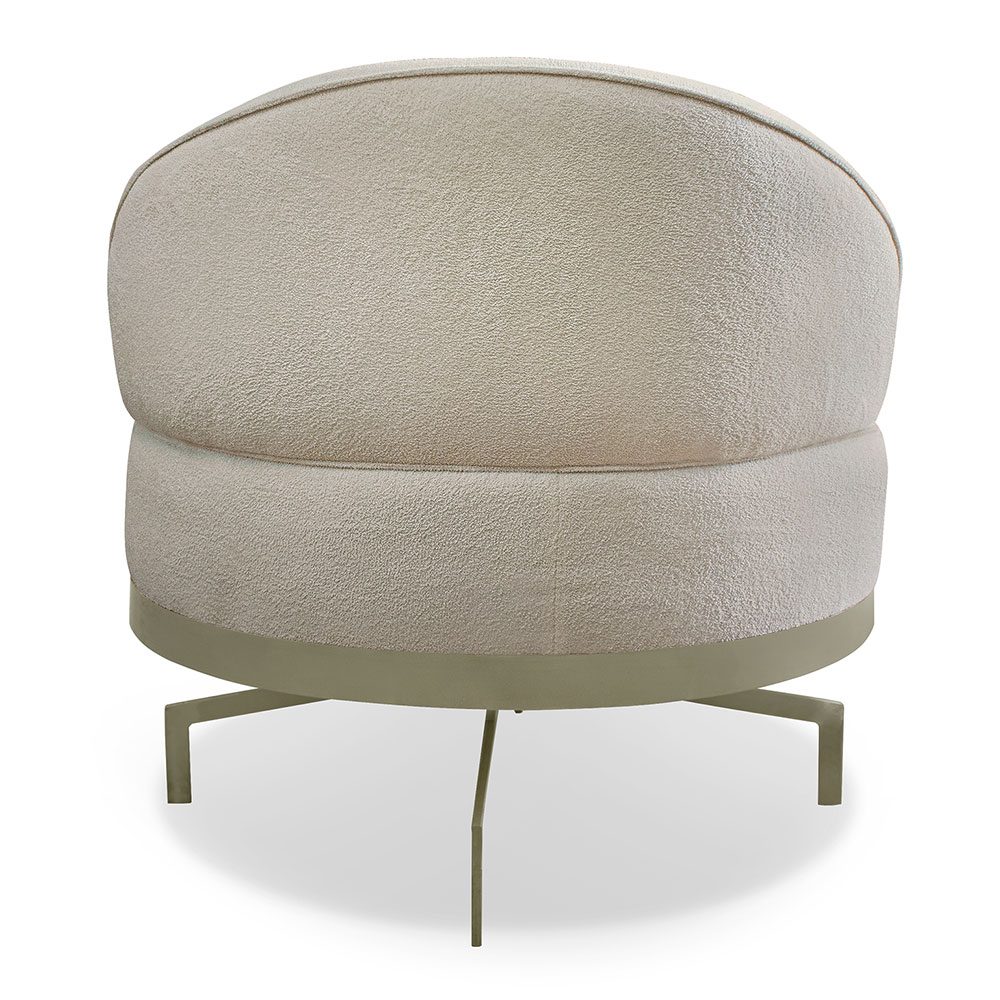 Kit 2 Poltronas Decorativa Andromeda Linho Bouclê Bege Base Giratória de Ferro - Pallazio