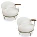 Kit 2 Poltronas Decorativa Andromeda Linho Bouclê Bege Pérola Base Giratória de Ferro - Pallazio