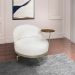 Kit 2 Poltronas Decorativa Andromeda Linho Bouclê Bege Pérola Base Giratória de Ferro - Pallazio