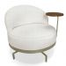 Kit 2 Poltronas Decorativa Andromeda Linho Bouclê Bege Pérola Base Giratória de Ferro - Pallazio