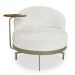Kit 2 Poltronas Decorativa Andromeda Linho Bouclê Bege Pérola Base Giratória de Ferro - Pallazio