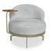 Kit 2 Poltronas Decorativa Andromeda Linho Bouclê Cinza Claro Base Giratória de Ferro - Pallazio