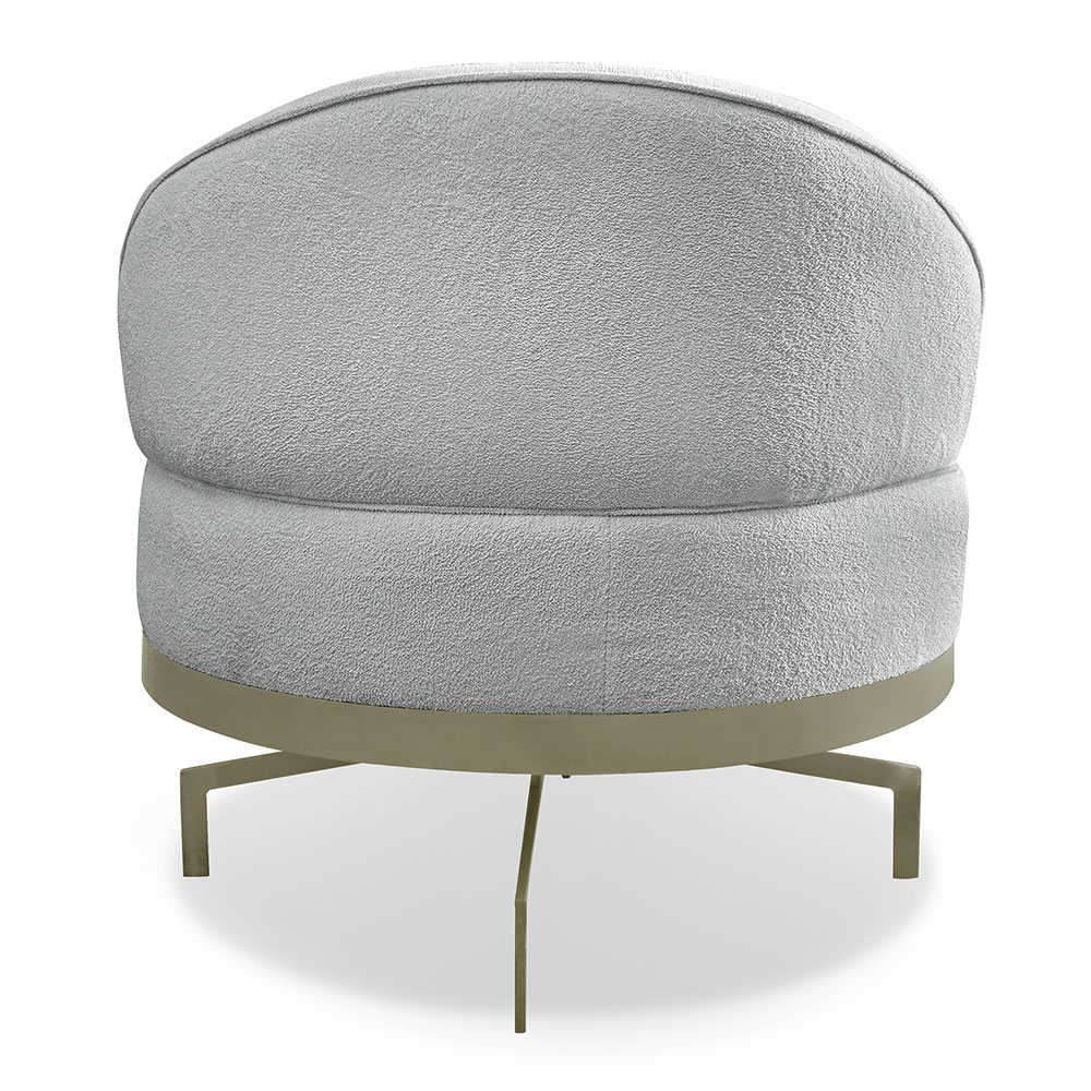 Kit 2 Poltronas Decorativa Andromeda Linho Bouclê Cinza Claro Base Giratória de Ferro - Pallazio