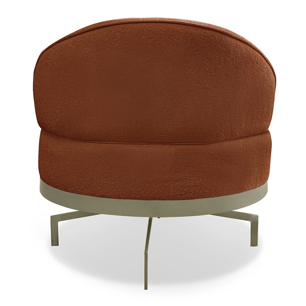 Kit 2 Poltronas Decorativa Andromeda Linho Bouclê Marrom Base Giratória de Ferro - Pallazio