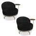 Kit 2 Poltronas Decorativa Andromeda Linho Bouclê Preto Base Giratória de Ferro - Pallazio