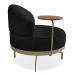 Kit 2 Poltronas Decorativa Andromeda Linho Bouclê Preto Base Giratória de Ferro - Pallazio