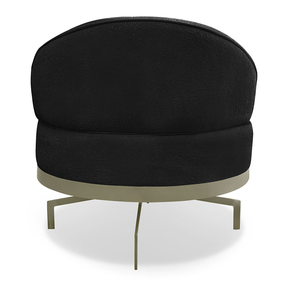 Kit 2 Poltronas Decorativa Andromeda Linho Bouclê Preto Base Giratória de Ferro - Pallazio