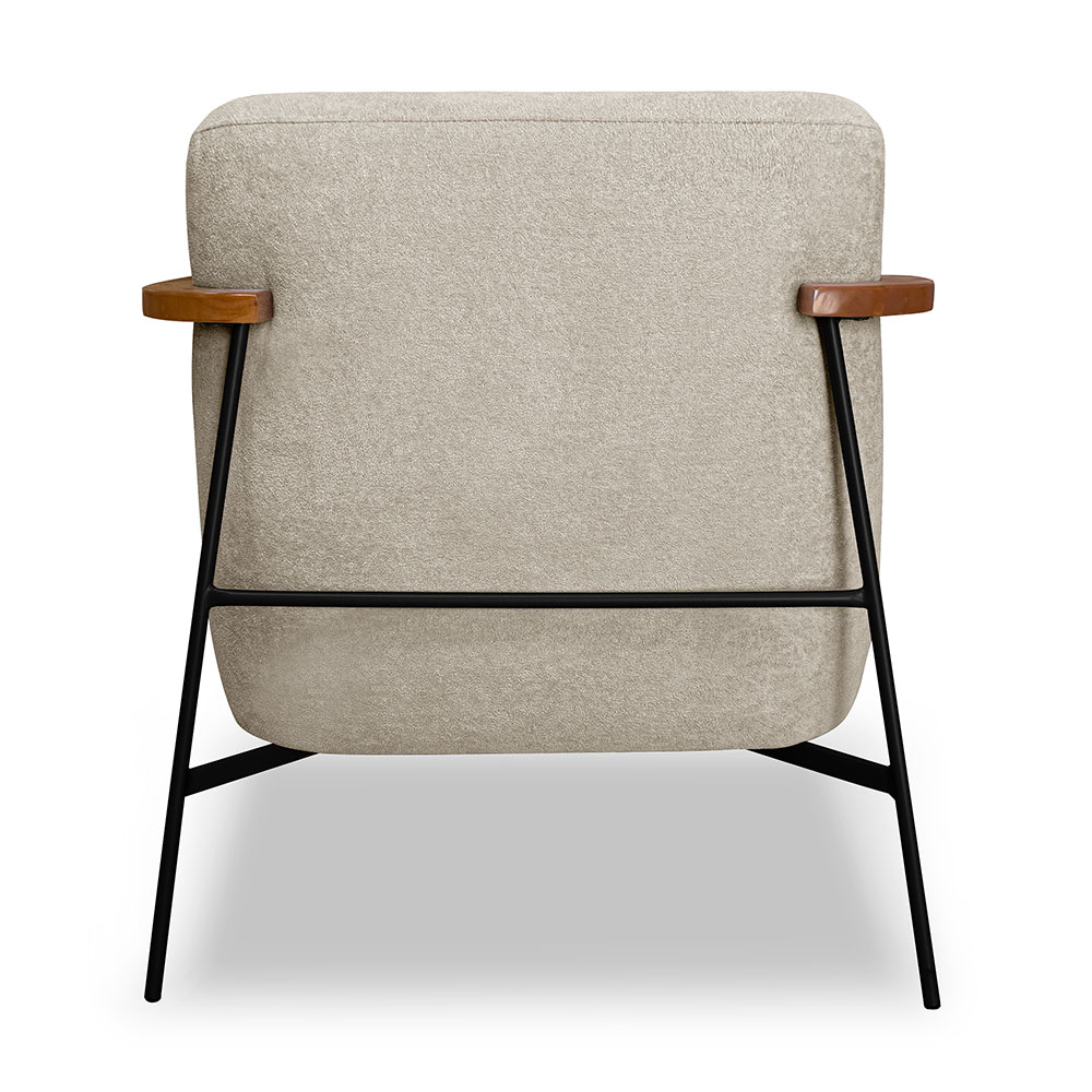 Kit 2 Poltronas Decorativa Celeste Linho Bouclê Bege Base de Ferro Preto - Pallazio