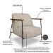 Kit 2 Poltronas Decorativa Celeste Linho Bouclê Bege Base de Ferro Preto - Pallazio