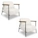 Kit 2 Poltronas Decorativa Celeste Linho Bouclê Bege Pérola Base de Ferro Preto - Pallazio