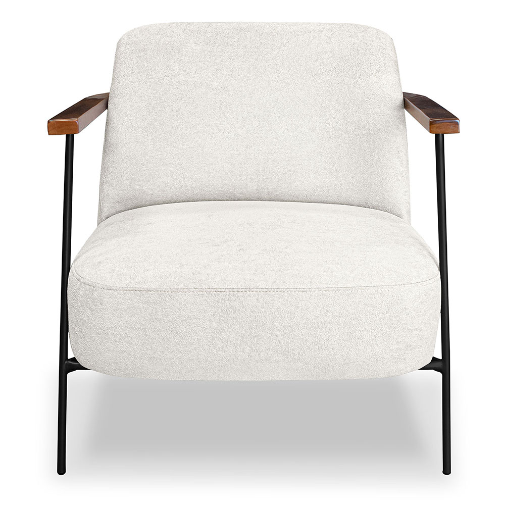Kit 2 Poltronas Decorativa Celeste Linho Bouclê Bege Pérola Base de Ferro Preto - Pallazio