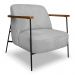 Kit 2 Poltronas Decorativa Celeste Linho Bouclê Cinza Claro Base de Ferro Preto - Pallazio