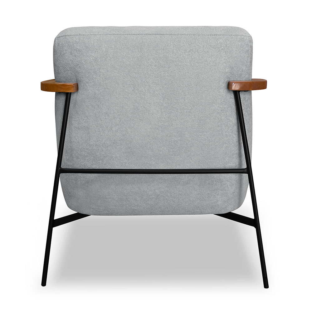 Kit 2 Poltronas Decorativa Celeste Linho Bouclê Cinza Claro Base de Ferro Preto - Pallazio