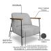 Kit 2 Poltronas Decorativa Celeste Linho Bouclê Cinza Claro Base de Ferro Preto - Pallazio