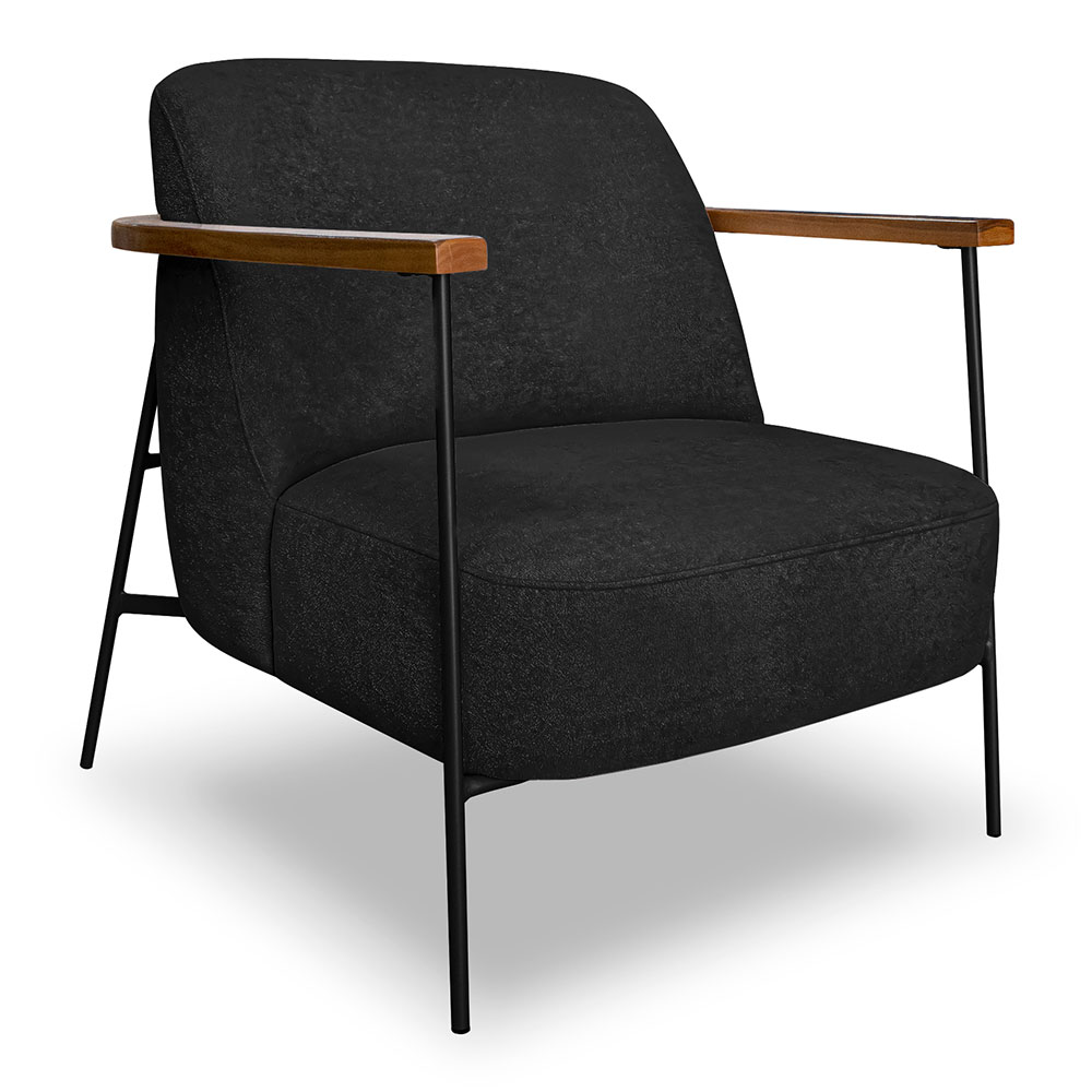 Kit 2 Poltronas Decorativa Celeste Linho Bouclê Preto Base de Ferro Preto - Pallazio