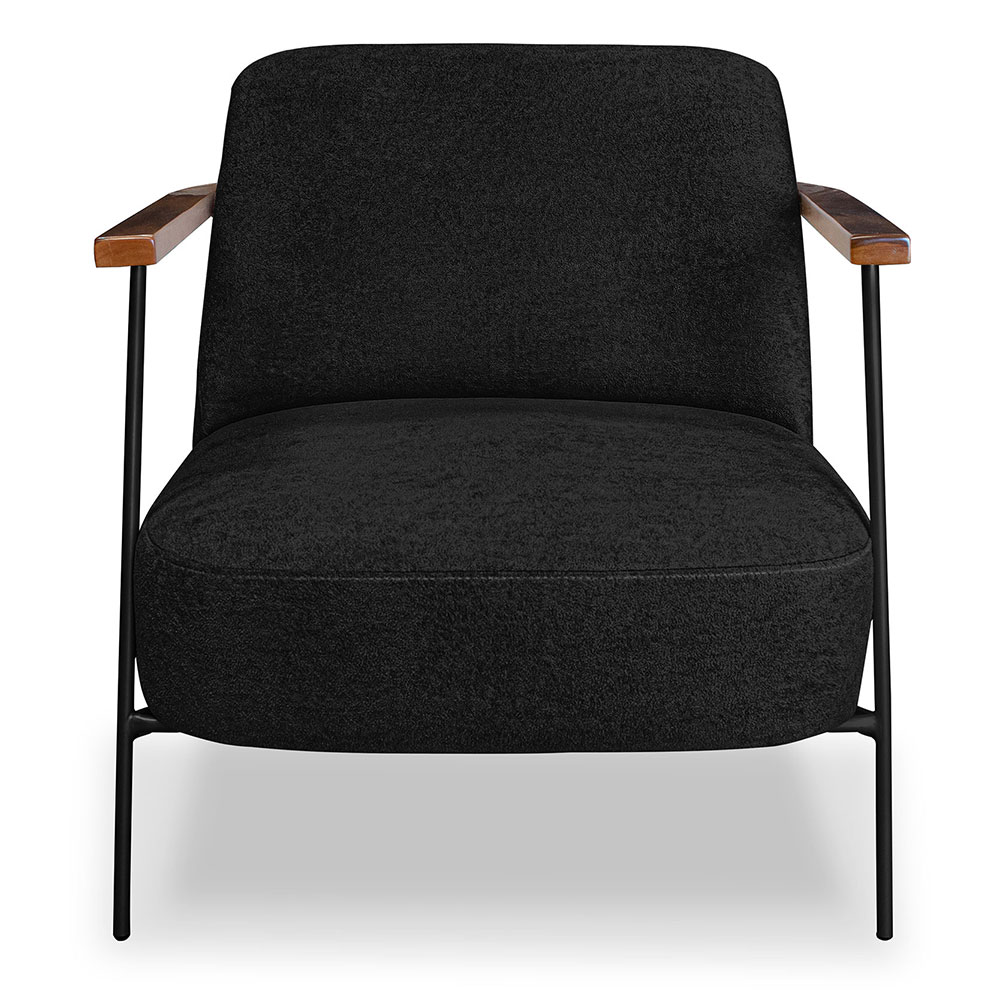 Kit 2 Poltronas Decorativa Celeste Linho Bouclê Preto Base de Ferro Preto - Pallazio