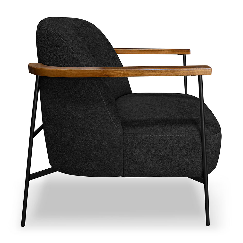 Kit 2 Poltronas Decorativa Celeste Linho Bouclê Preto Base de Ferro Preto - Pallazio