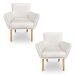Kit 2 Poltronas Decorativa Leticia Suede Bege Pés Palito Castanho - Pallazio