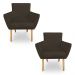 Kit 2 Poltronas Decorativa Leticia Suede Marrom Pés Palito Castanho - Pallazio