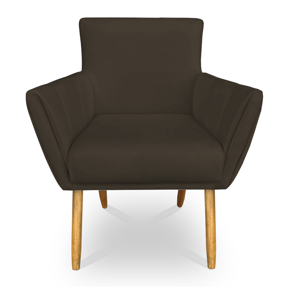 Kit 2 Poltronas Decorativa Leticia Suede Marrom Pés Palito Castanho - Pallazio