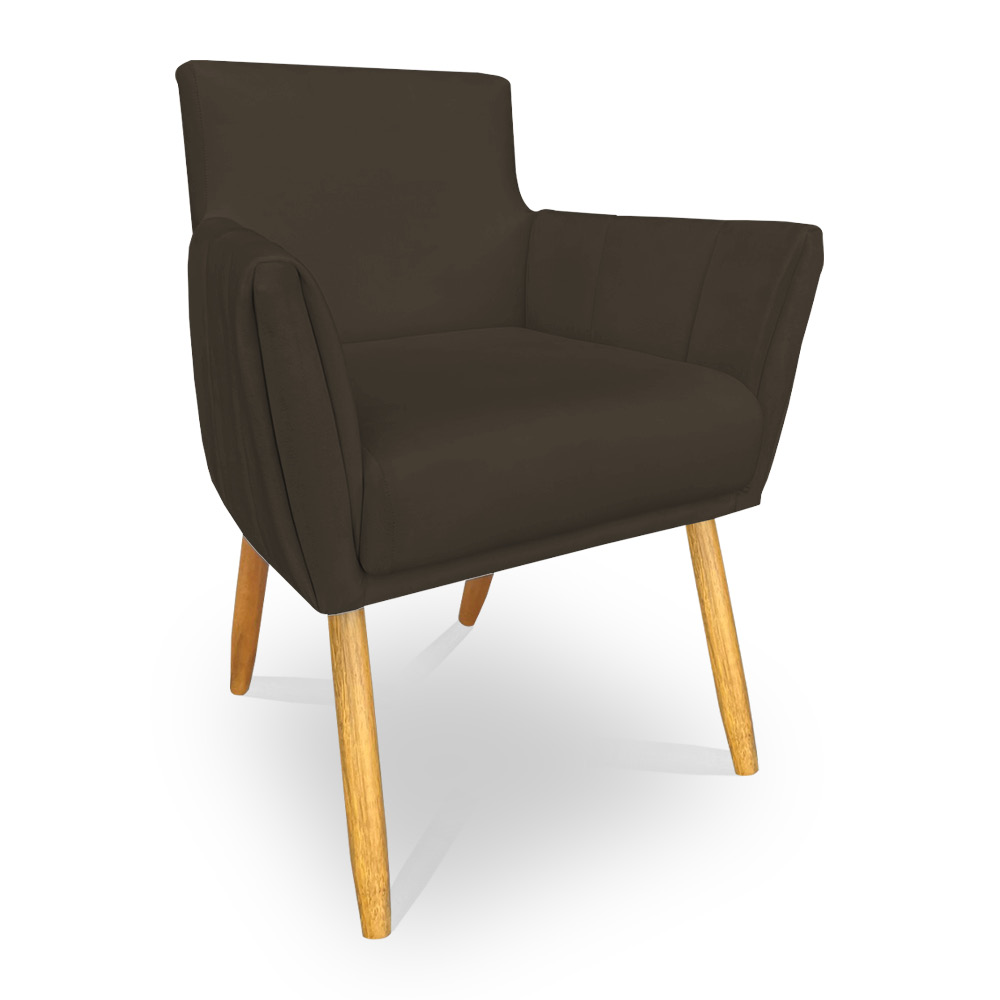Kit 2 Poltronas Decorativa Leticia Suede Marrom Pés Palito Castanho - Pallazio