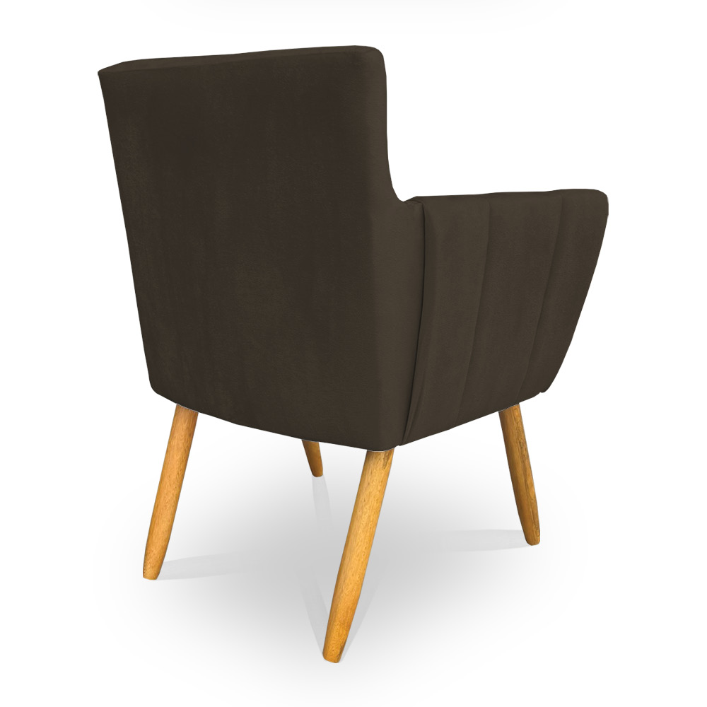 Kit 2 Poltronas Decorativa Leticia Suede Marrom Pés Palito Castanho - Pallazio