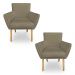 Kit 2 Poltronas Decorativa Leticia Suede Marrom Rato Pés Palito Castanho - Pallazio