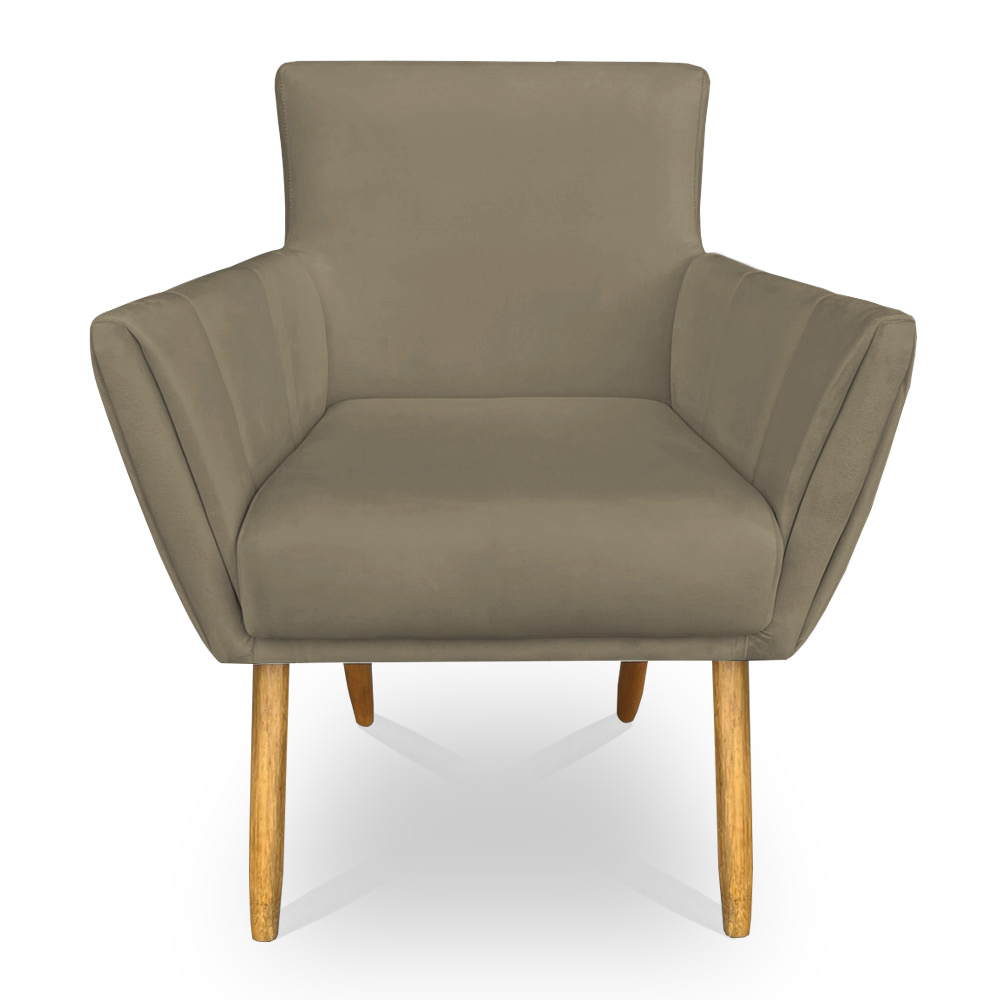 Kit 2 Poltronas Decorativa Leticia Suede Marrom Rato Pés Palito Castanho - Pallazio