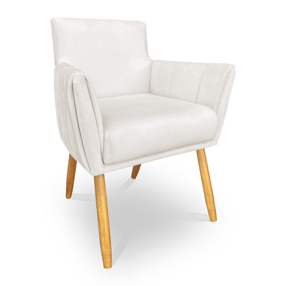 Kit 2 Poltronas Decorativa Leticia Suede Pés Palito Castanho - Pallazio