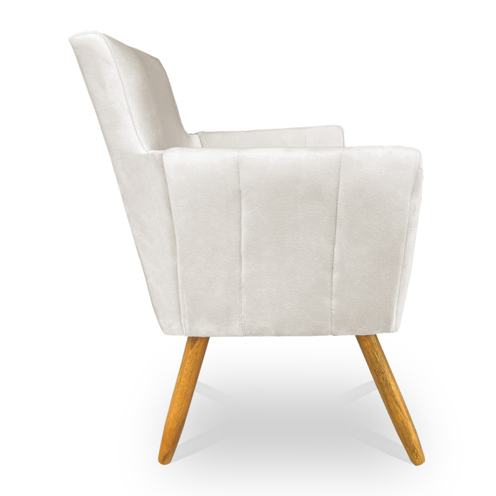Kit 2 Poltronas Decorativa Leticia Suede Pés Palito Castanho - Pallazio