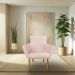 Kit 2 Poltronas Decorativa Leticia Suede Rosa Bebê Pés Palito Castanho - Pallazio