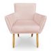 Kit 2 Poltronas Decorativa Leticia Suede Rosa Bebê Pés Palito Castanho - Pallazio