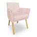 Kit 2 Poltronas Decorativa Leticia Suede Rosa Bebê Pés Palito Castanho - Pallazio