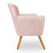 Kit 2 Poltronas Decorativa Leticia Suede Rosa Bebê Pés Palito Castanho - Pallazio