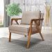 Kit 2 Poltronas Decorativa Luiza Linho Areia Base em Madeira Castanho - Pallazio