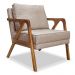 Kit 2 Poltronas Decorativa Luiza Linho Areia Base em Madeira Castanho - Pallazio