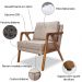 Kit 2 Poltronas Decorativa Luiza Linho Areia Base em Madeira Castanho - Pallazio