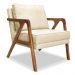 Kit 2 Poltronas Decorativa Luiza Linho Bege Base em Madeira Castanho - Pallazio
