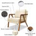 Kit 2 Poltronas Decorativa Luiza Linho Bege Base em Madeira Castanho - Pallazio