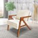 Kit 2 Poltronas Decorativa Luiza Linho Bouclê Bege Base em Madeira Castanho - Pallazio