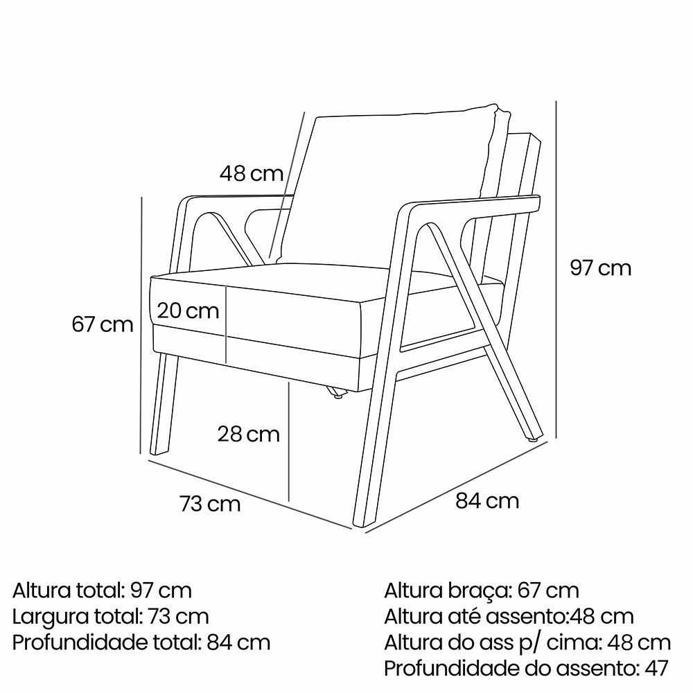 Kit 2 Poltronas Decorativa Luiza Linho Bouclê Bege Base em Madeira Castanho - Pallazio