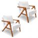 Kit 2 Poltronas Decorativa Luiza Linho Bouclê Off White Base em Madeira Castanho - Pallazio