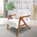 Kit 2 Poltronas Decorativa Luiza Linho Bouclê Off White Base em Madeira Castanho - Pallazio