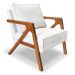 Kit 2 Poltronas Decorativa Luiza Linho Bouclê Off White Base em Madeira Castanho - Pallazio