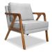 Kit 2 Poltronas Decorativa Luiza Linho Cinza Base em Madeira Castanho - Pallazio